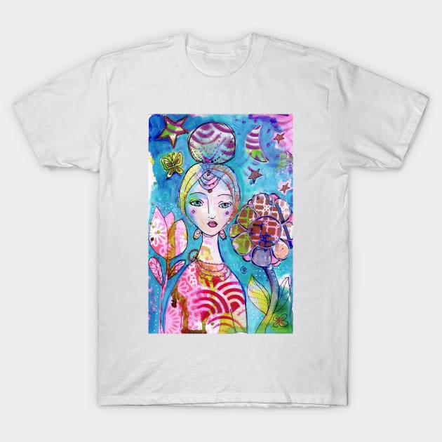 Moon Garden Girl T-Shirt by gaea